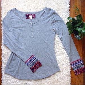 Lucky Brand Jersey Long Sleeve Embroidered